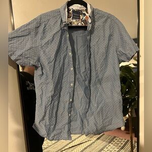Blue short sleeve button down shirt